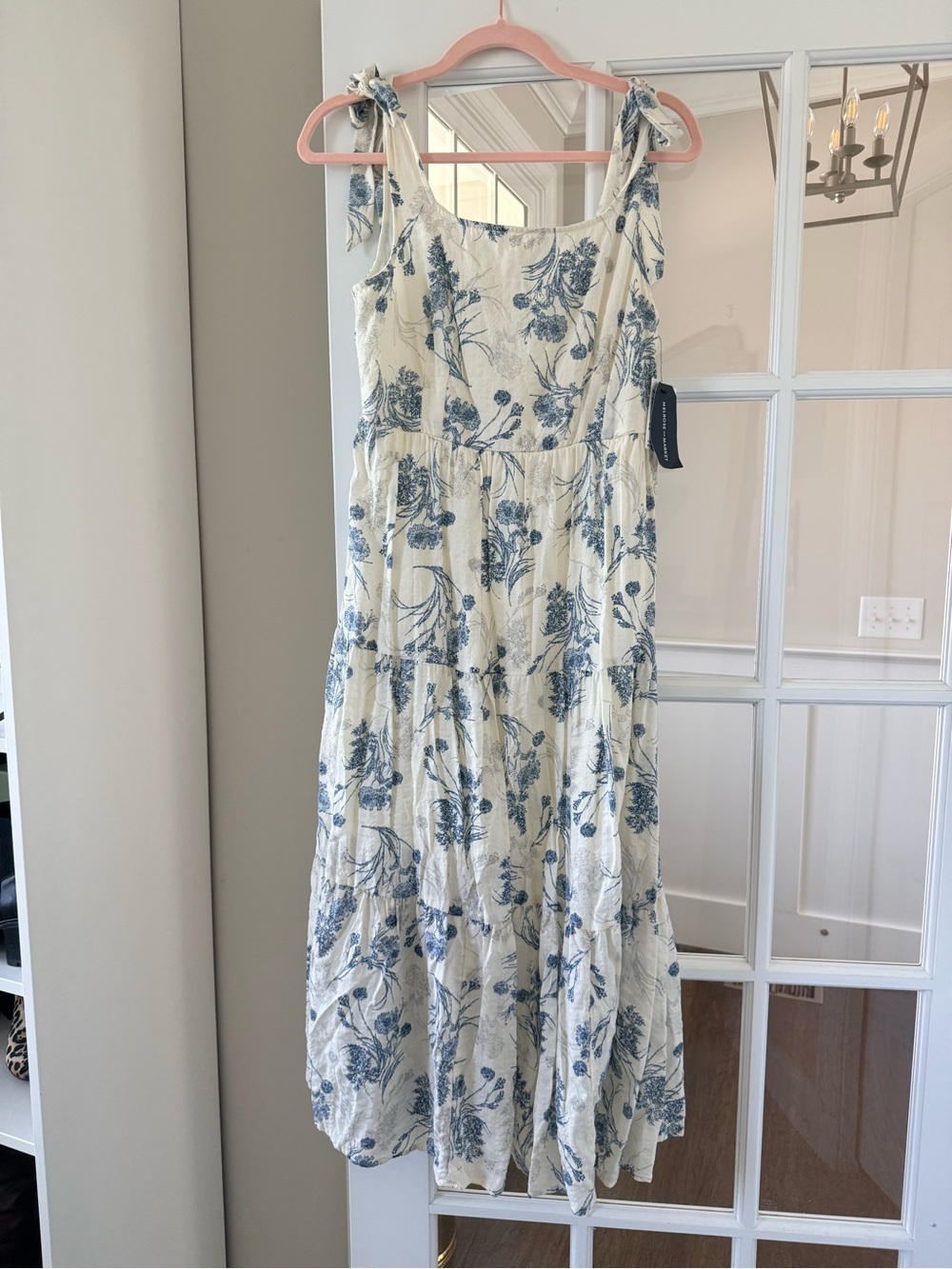 NWT Melrose and Market Cream Midi Dress with Blue Floral Print S